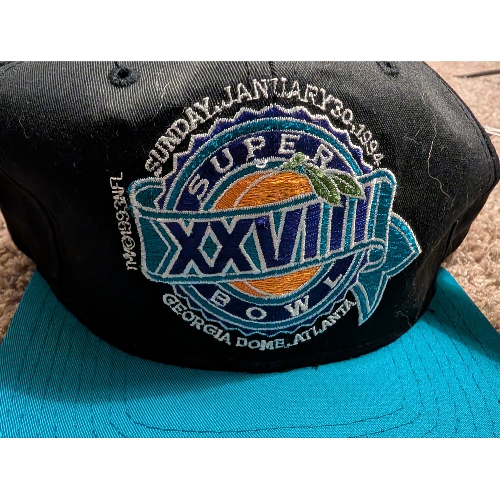 Starter Super Bowl XXXVIII 38 Georgia‎ Dome Atlanta 1994 Black Teal Snapback Hat - Picture 3 of 8